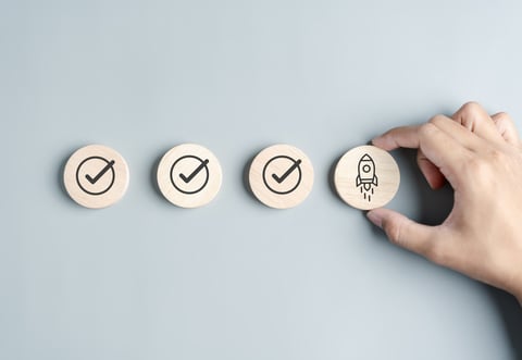 Hand Business with rocket launch icon